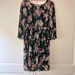 SUZANNE BETRO midi black and pink floral dress
